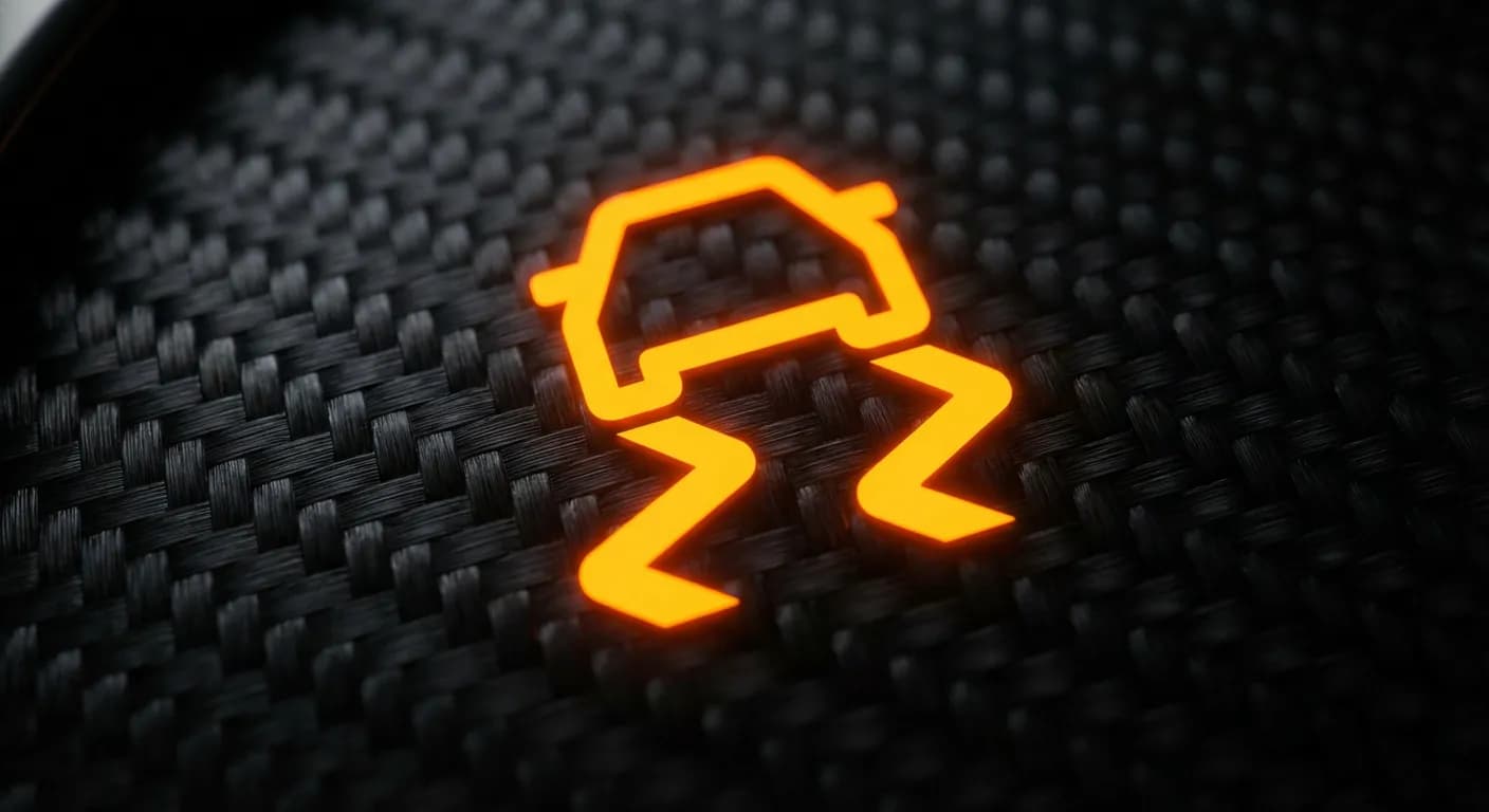 Icône orange du voyant de contrôle de trajectoire zigzag sur tableau de bord