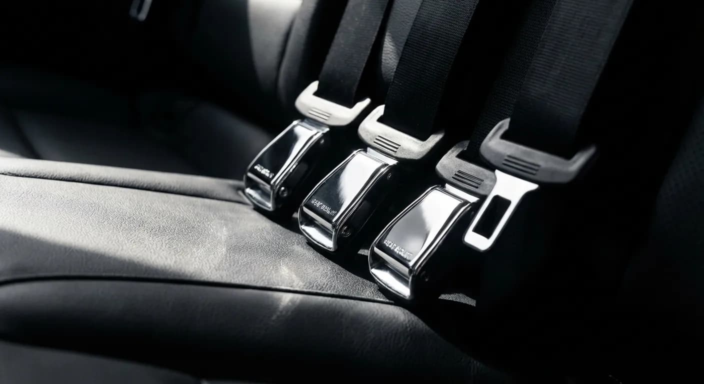 Gros plan sur les boucles de ceintures de sécurité arrière