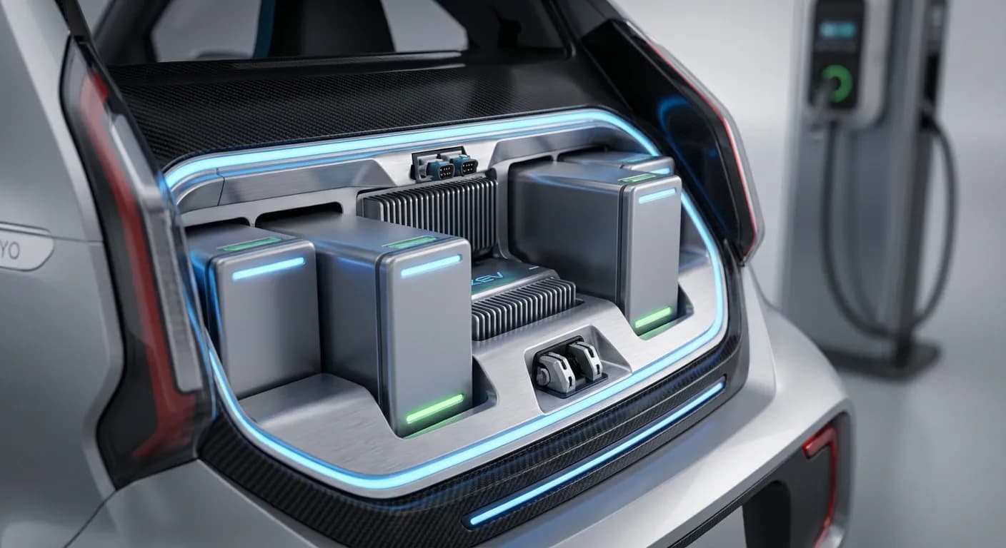 Détail du système de changement de batterie (battery swapping) de la XEV Yoyo