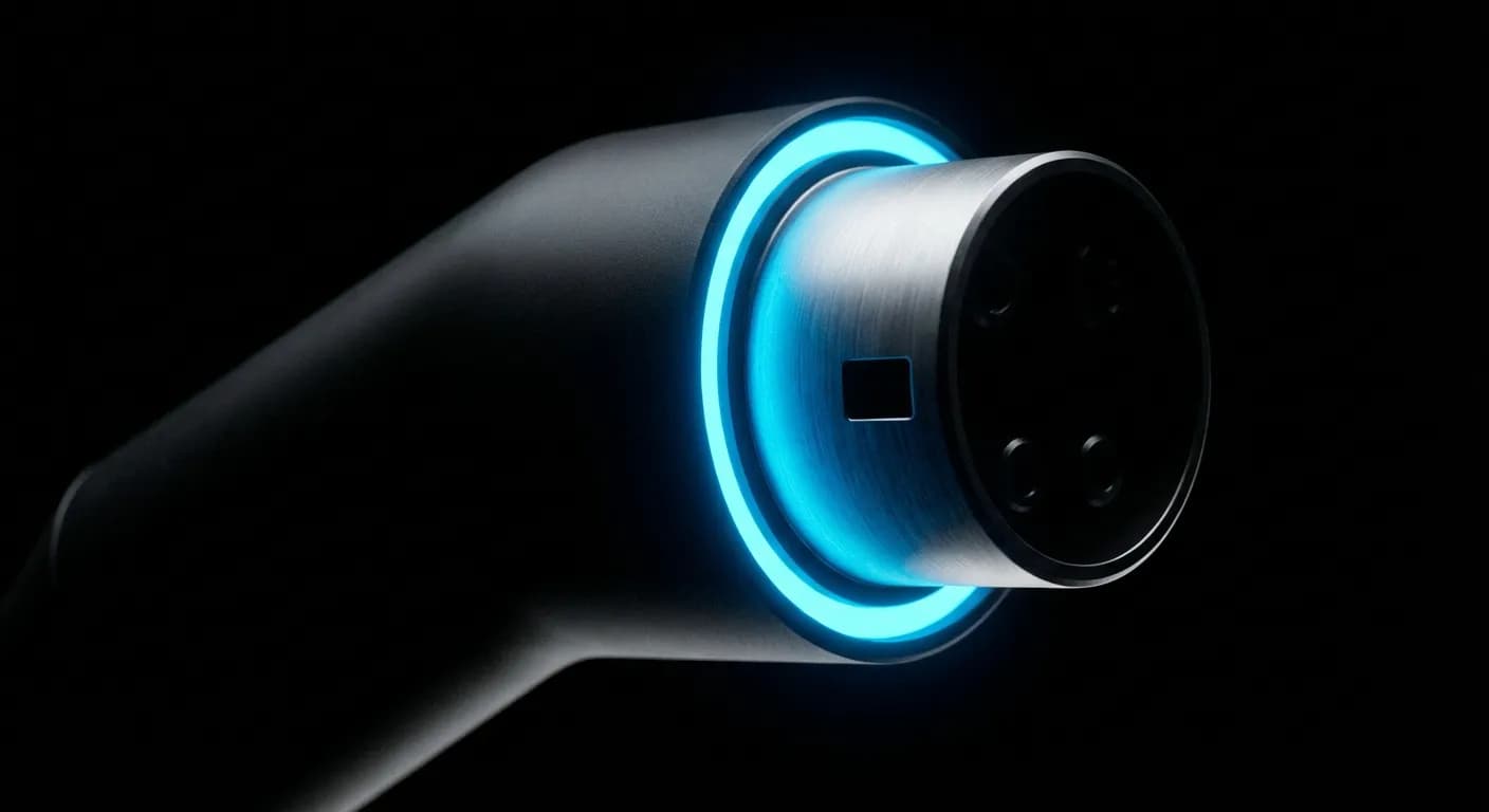 Gros plan sur un connecteur de recharge électrique rétroéclairé.