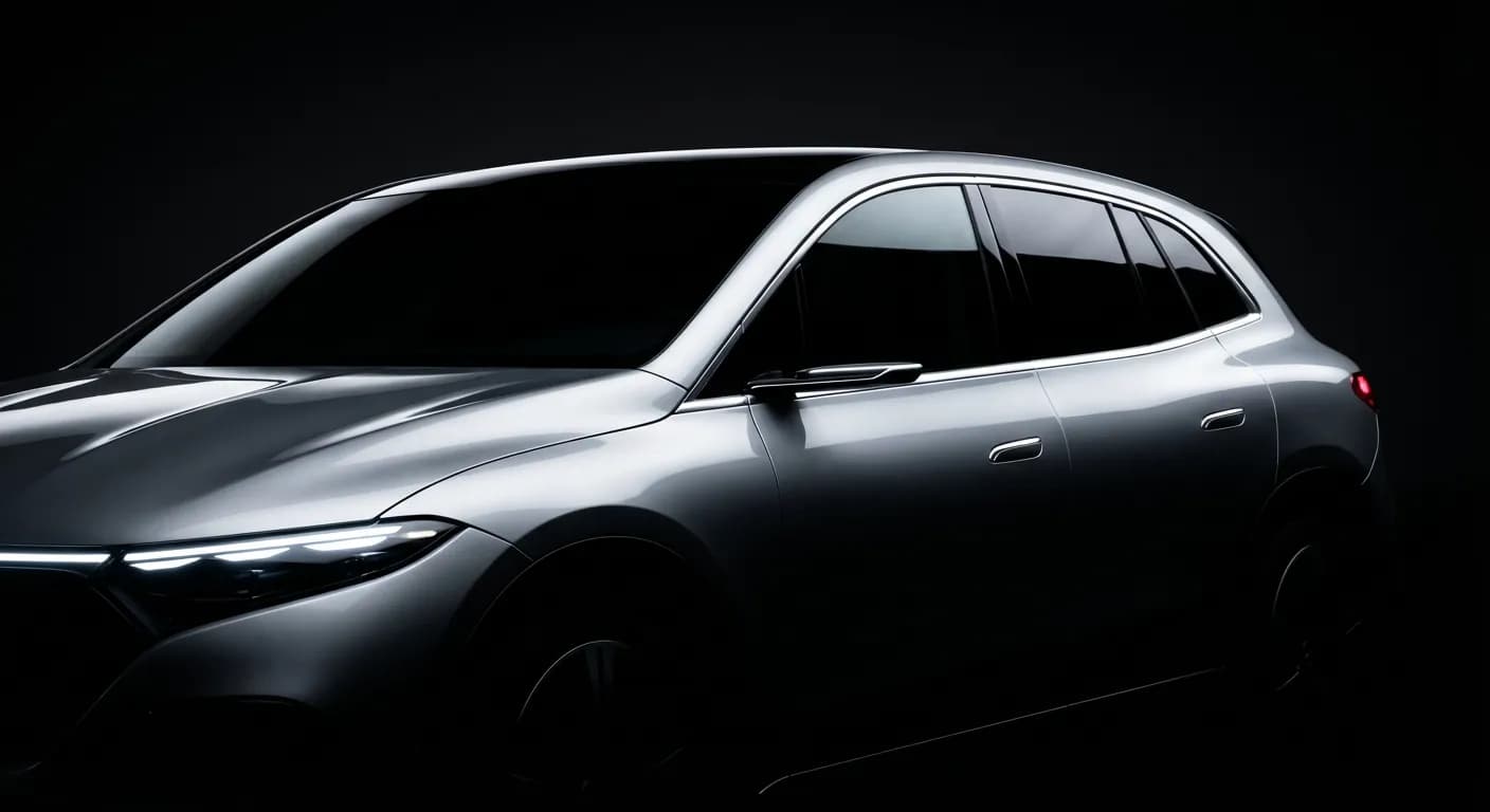 Gros plan minimaliste de la silhouette d'une Audi e-tron