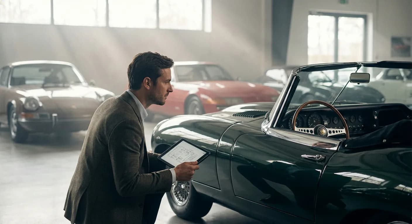 Expertise technique d'un véhicule de prestige avant la vente.