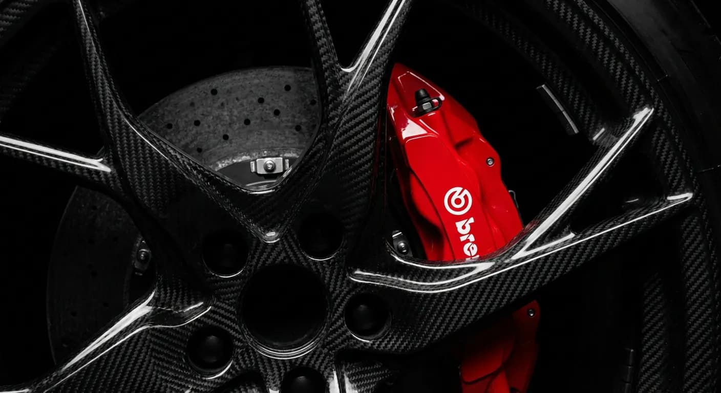 Détail d'une jante de voiture de sport haut de gamme.