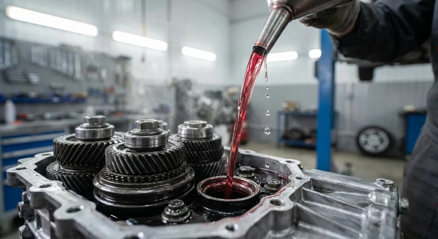 Détail mécanique du remplissage d'huile de transmission automatique pour un VW T4 en entretien