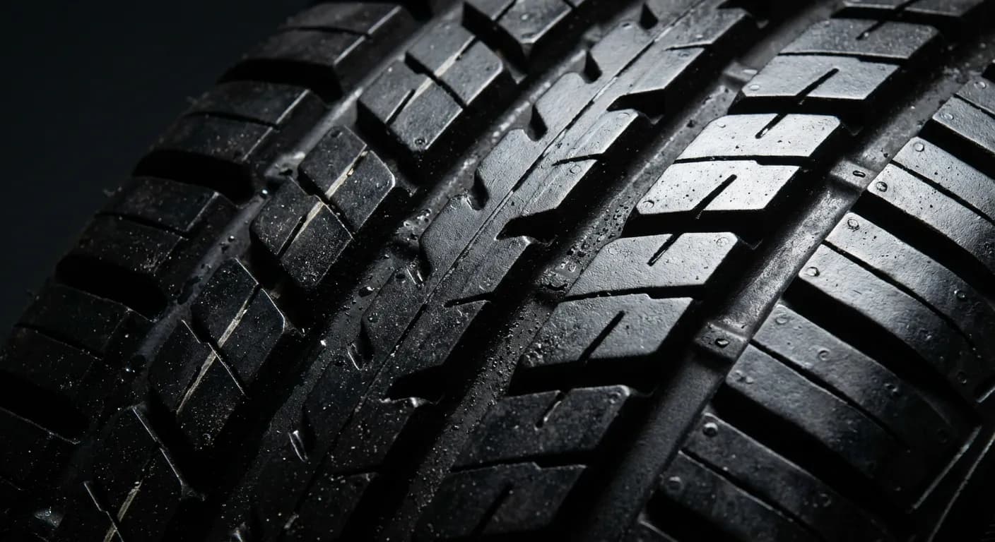 Gros plan sur les rainures et la gomme d'un pneu Kleber